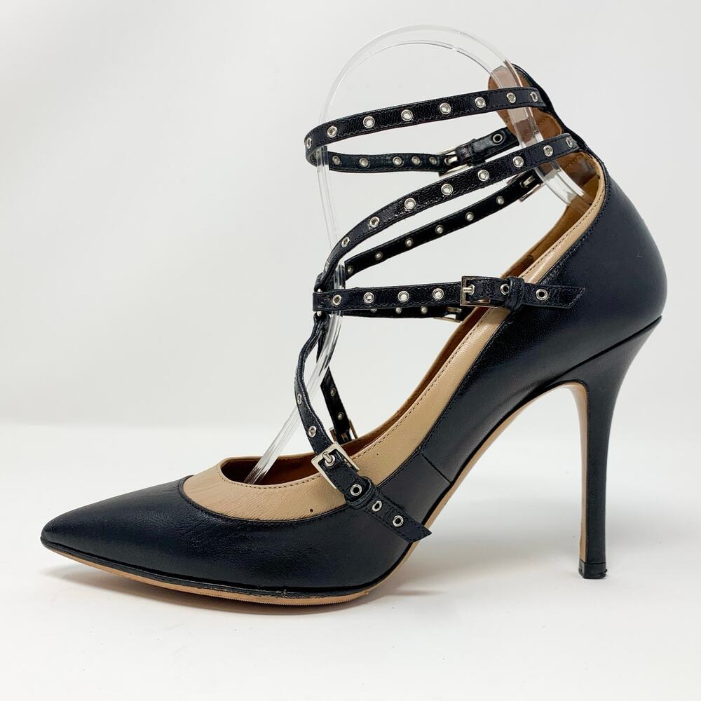 Valentino Garavani Love Latch Leather Grommet Cage Pumps Heels EU 37